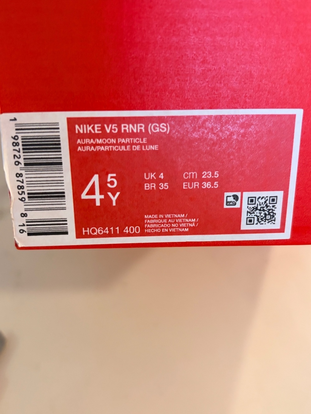 Nike V5 RNR (GS) Aura/Moon Particle Youth Running Shoes Size 4.5Y/6W - Picture 5 of 5